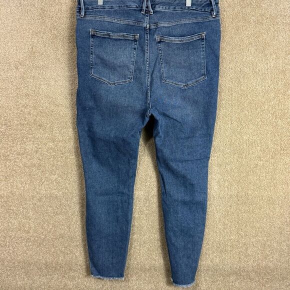 Good American Good Legs Crop Fray Jeans Plus 18 Blue High Rise Distressed Skinny - Picture 12 of 14